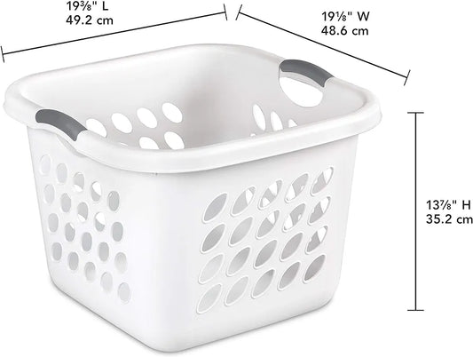 1.5 Storage Bushel Square Laundry Basket Plastic, Laundry Hamper White